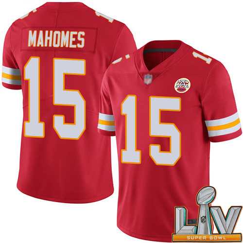 Super Bowl LV 2021 Youth Kansas City Chiefs 15 Mahomes Patrick Red Team Color Vapor Untouchable Limited Player Football Nike NFL Jersey